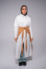 Load image into Gallery viewer, Long white chemise with suede skirt