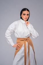 Load image into Gallery viewer, Long white chemise with suede skirt
