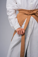 Load image into Gallery viewer, Long white chemise with suede skirt
