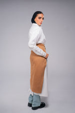 Load image into Gallery viewer, Long white chemise with suede skirt
